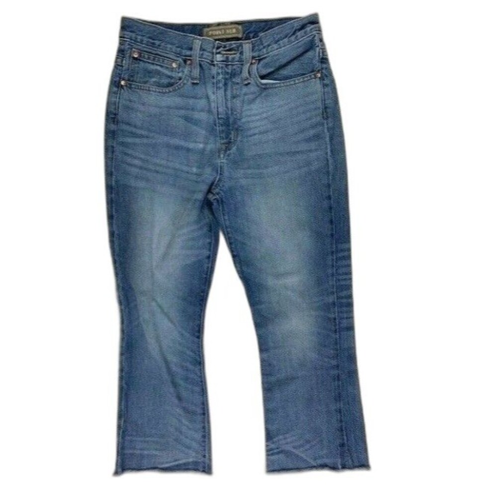 Point Sur Size 25 Petite Womens Jeans Medium Wash Raw Hem High Waist Crop